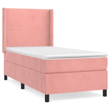 vidaXL rózsaszín bársony rugós ágy matraccal 90 x 200 cm (3132542) ágy és ágykellék