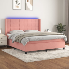vidaXL rózsaszín bársony rugós és LED-es ágy matraccal 180x200 cm ágy és ágykellék