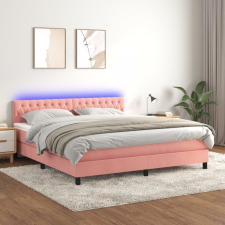 vidaXL Rózsaszín bársony rugós és LED-es ágy matraccal 180x200 cm ágy és ágykellék