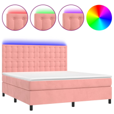 vidaXL rózsaszín bársony rugós és LED-es ágy matraccal 180x200 cm (3136382) - Ágyak és ágykeretek ágy és ágykellék