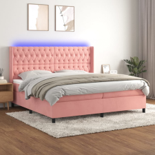 vidaXL rózsaszín bársony rugós és LED-es ágy matraccal 200x200 cm ágy és ágykellék