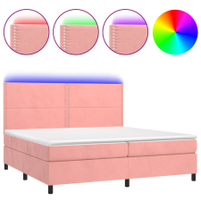 vidaXL rózsaszín bársony rugós és LED-es ágy matraccal 200x200 cm (3136088) ágy és ágykellék