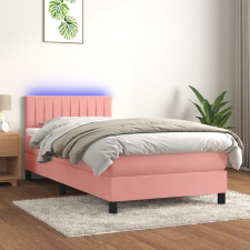 vidaXL rózsaszín bársony rugós és LED-es ágy matraccal 90x190 cm ágy és ágykellék