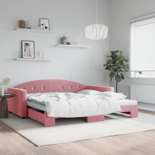 vidaXL rózsaszín kihúzható bársonyheverő 100 x 200 cm ágy és ágykellék