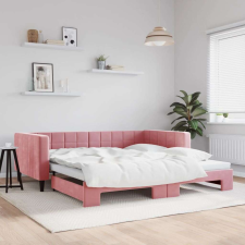 vidaXL rózsaszín kihúzható bársonyheverő 100 x 200 cm ágy és ágykellék