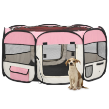 vidaXL rózsaszínű összecsukható kutyakennel hordtáskával 145x145x61 cm szállítóbox, fekhely kutyáknak