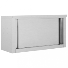 vidaXL Rozsdamentes acél konyhai faliszekrény tolóajtókkal 90x40x50 cm bútor