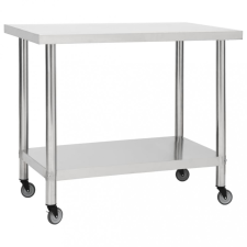 vidaXL rozsdamentes acél konyhai munkaasztal kerekekkel 80x60x85 cm bútor
