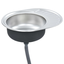 vidaXL rozsdamentes acél ovális mosogatótálca szűrővel és bűzelzáróval (145072) mosogatótálca