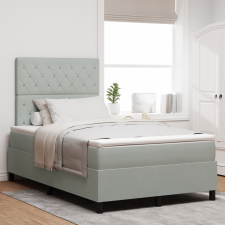 vidaXL Rugós Ágy Matrac nélkül Világosszürke 120x200 cm Velúr ágy és ágykellék