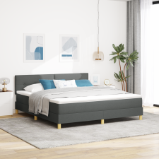 vidaXL Rugós ágy matraccal és LED világítással Sötétszürke 180x200 cm Szövet ágy és ágykellék