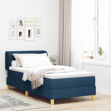 vidaXL Rugós Ágy Matraccal Krém 90x200 cm Szövet Kék 90 x 200 cm ágy és ágykellék
