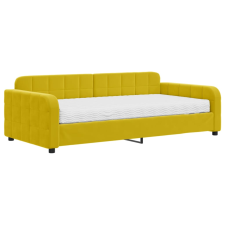 vidaXL sárga bársony kanapéágy matraccal 100 x 200 cm (3196917) ágy és ágykellék