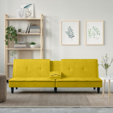 vidaXL sárga bársony kanapéágy pohártartókkal bútor