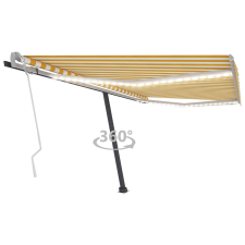 vidaXL sárga és fehér kézzel kihúzható LED-es napellenző 400 x 350 cm kerti bútor