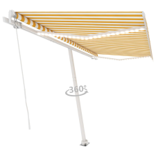 vidaXL sárga és fehér kézzel kihúzható LED-es napellenző 450 x 300 cm kerti bútor