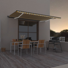 vidaXL sárga és fehér kézzel kihúzható LED-es napellenző 500 x 350 cm kerti bútor