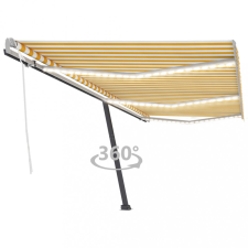 vidaXL sárga és fehér kézzel kihúzható LED-es napellenző 600 x 300 cm kerti bútor