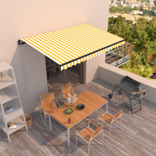 vidaXL Sárga és fehér kézzel kihúzható napellenző 400 x 350 cm kerti bútor