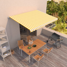 vidaXL sárga és fehér kézzel kihúzható napellenző 450 x 350 cm kerti bútor
