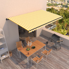 vidaXL sárga és fehér kézzel kihúzható napellenző 500 x 350 cm kerti bútor