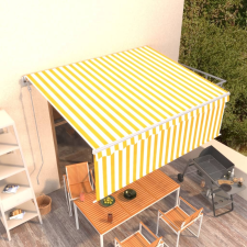 vidaXL sárga-fehér automata LED-es napellenző redőnnyel 4,5 x 3 m kerti bútor