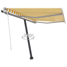 vidaXL sárga-fehér kézzel kihúzható póznás napellenző 300 x 250 cm kerti bútor