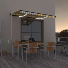 vidaXL sárga-fehér szélérzékelős és LED-es napellenző 350 x 250 cm kerti bútor