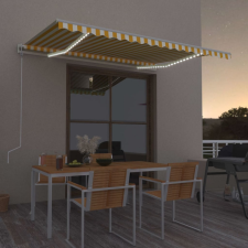 vidaXL Sárga-fehér szélérzékelős és LED-es napellenző 450 x 350 cm kerti bútor