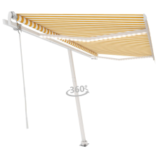 vidaXL sárga-fehér szélérzékelős és LED-es napellenző 450 x 350 cm kerti bútor