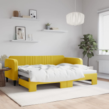 vidaXL sárga kihúzható bársony heverő 90 x 200 cm ágy és ágykellék