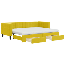 vidaXL sárga kihúzható bársony heverő fiókkal 80 x 200 cm (3196761) ágy és ágykellék