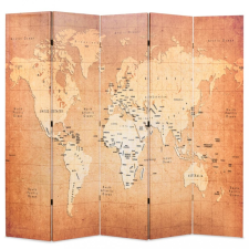 vidaXL Sárga világtérkép mintás paraván 200 x 170 cm bútor