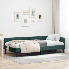 vidaXL Sarok Ágykeret Sötétzöld 90 x 190 cm Bársony és Mérnökölt fa ágy és ágykellék