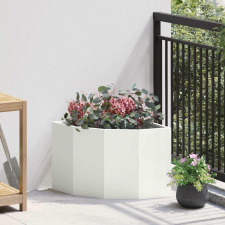 vidaXL Sarok Virágtartó Fehér 45 x 45 x 35 cm Acél kerti tárolás