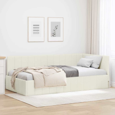 vidaXL Sarokágy keret fejtámlával Krém 90 x 200 cm Bársony ágy és ágykellék