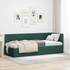 vidaXL Sarokágy keret fejtámlával Sötétzöld 80 x 200 cm Bársony ágy és ágykellék