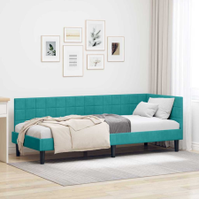vidaXL Sarokágy keret fejtámlával Türkiz 80 x 200 cm Bársony ágy és ágykellék