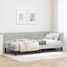 vidaXL Sarokágy keret fejtámlával Világosszürke 90 x 200 cm Bársony ágy és ágykellék