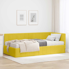 vidaXL Sarokágy keret matracmal fejtámlával Sárga 90 x 190 cm Bársony ágy és ágykellék