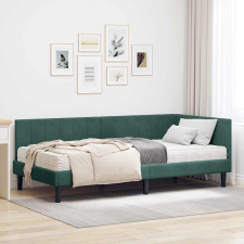 vidaXL Sarokágy keret matracmal Sötétzöld 90 x 200 cm Bársony ágy és ágykellék