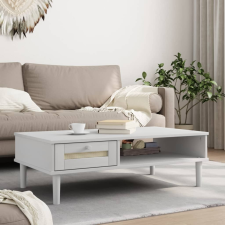 vidaXL SENJA fehér rattanhatású tömör fa dohányzóasztal 100x55x33 cm bútor