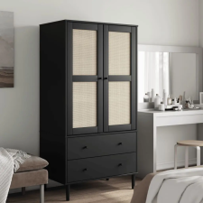 vidaXL SENJA fekete rattanhatású ruhásszekrény 90 x 55 x 175 cm bútor