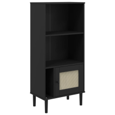 vidaXL SENJA fekete rattanhatású tömör fenyő könyvszekrény 60x35x130cm (358060) bútor