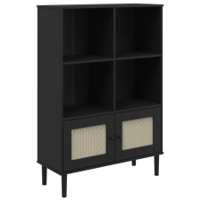 vidaXL SENJA fekete rattanhatású tömör fenyő könyvszekrény 90x35x130cm (358063) bútor