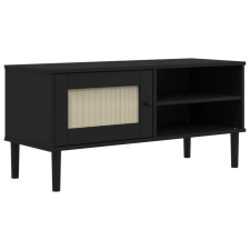 vidaXL SENJA fekete rattanhatású tömör fenyő TV-szekrény 106x40x49 cm (358042) bútor