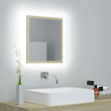 vidaXL Sonoma színű LED-es forgácslap fürdőszobai tükör 40x8,5x37 cm fürdőszoba bútor