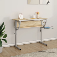 vidaXL sonoma-szürke szerelt fa és acél íróasztal 110x53x(58-87) cm íróasztal