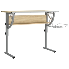 vidaXL sonoma-szürke szerelt fa és acél íróasztal 110x53x(58-87) cm (340930) íróasztal