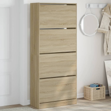 vidaXL Sonoma-tölgy cipőszekrény 4 kihajtható fiókkal 80x34x187,5 cm bútor